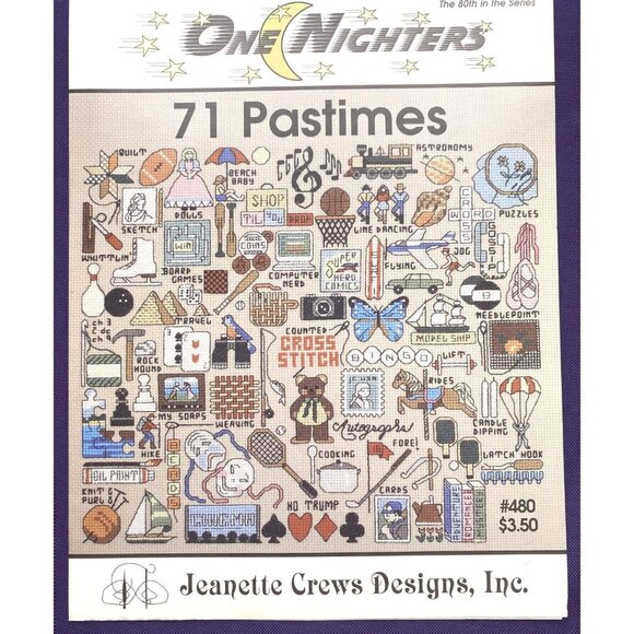 71 Pastimes One Nighters 480 Jeanette Crews Designs Cross Stitch Patterns - Picture 1 of 1